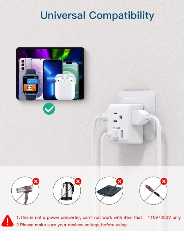 2 Pack European Travel Plug Adapter, International Power Plug Adapter with 3 Outlets 3 USB Charging Ports(1 USB C), Type C Plug Adapter Travel Essentials to Most Europe EU Spain Italy France Germany - Image 6