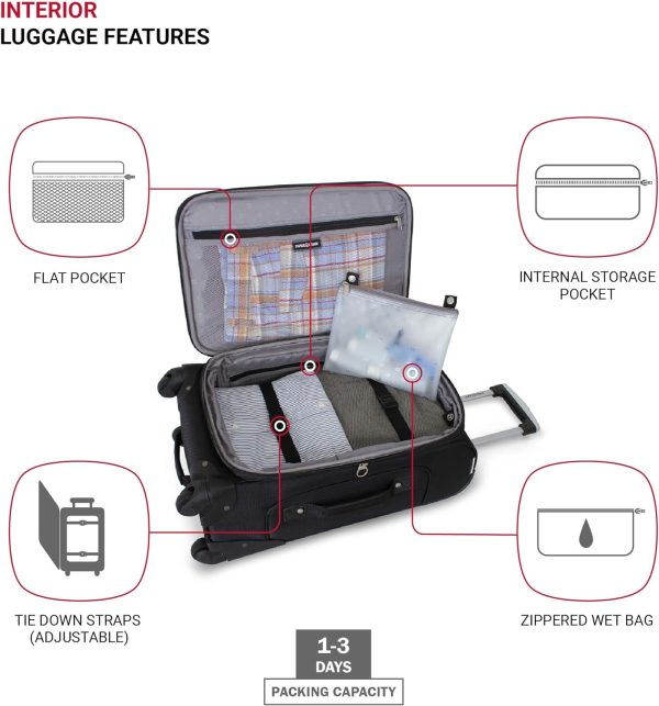 Sion Softside Expandable Luggage, Black, Carry-On 21-Inch - Image 4