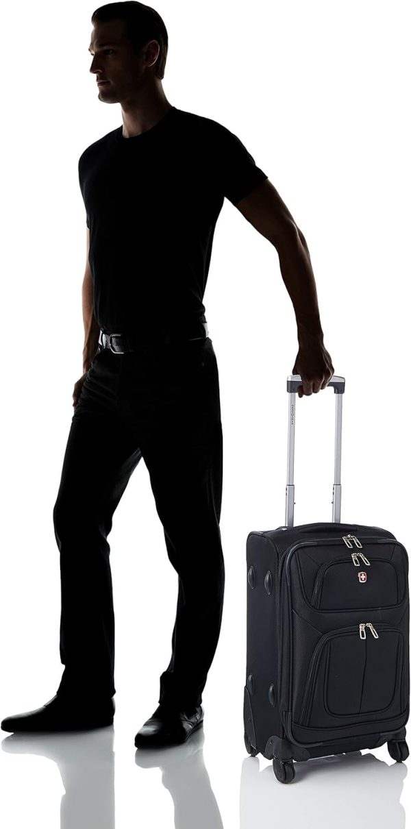 Sion Softside Expandable Luggage, Black, Carry-On 21-Inch - Image 8