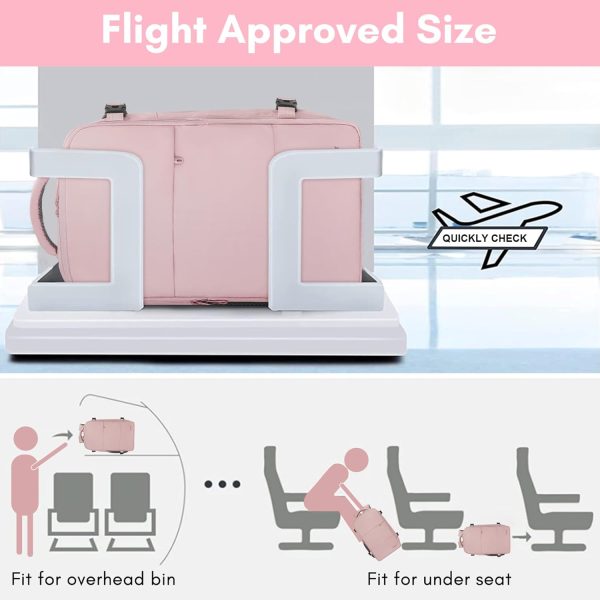 Travel Backpack for Women, Carry On Backpack with USB Charging Port & Shoe Pouch, TSA 15.6inch Laptop Backpack Flight Approved, Nurse Bag Casual Daypack for Weekender Business Hiking, Pink - Image 3