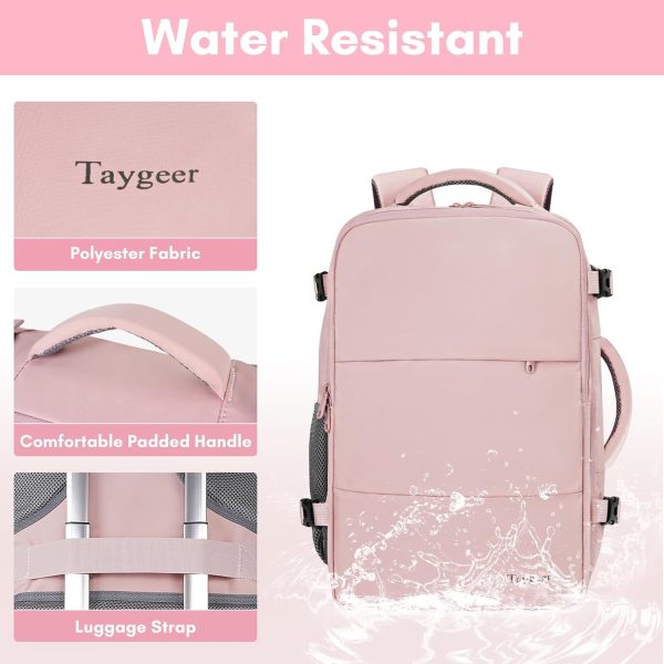 Travel Backpack for Women, Carry On Backpack with USB Charging Port & Shoe Pouch, TSA 15.6inch Laptop Backpack Flight Approved, Nurse Bag Casual Daypack for Weekender Business Hiking, Pink - Image 6